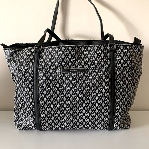 Nine West Jacquard Handbag Black and Gray - Picture 4 of 9